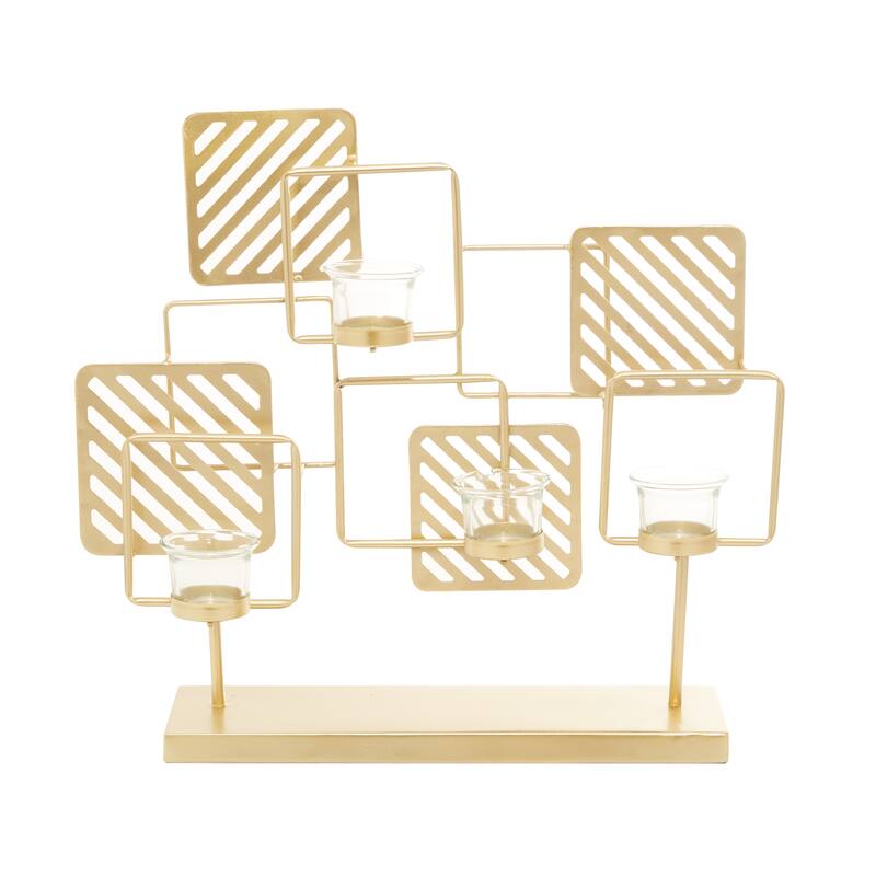 Gold Iron Contemporary Candelabra 16 x 18 x 5 - 18 x 5 x 16