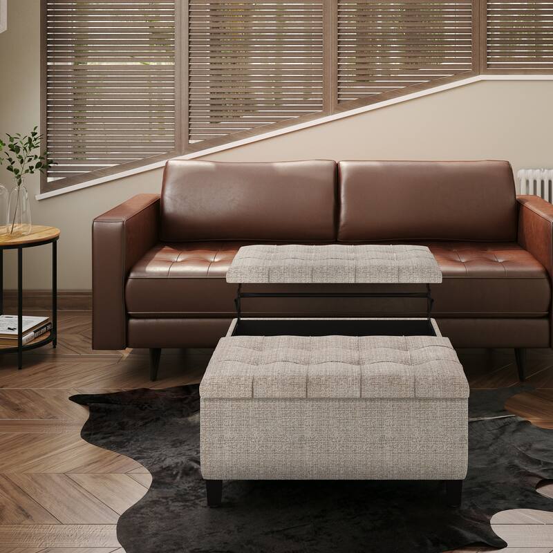 WYNDENHALL Elliot Transitional Table Ottoman - 36"w x 36"d x 16.5 "h - Platinum