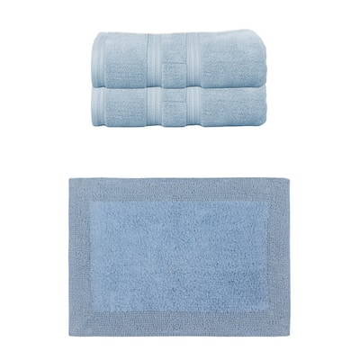 Home Weavers Luxury Collection 100% Soft Cotton 2 Pc Bath Towel Set & 1 Pc Bath Rug, Machine Wash & Non Slip (Set of 3)