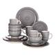 vancasso Bella 16-Piece Vintage Stoneware Dinnerware Set for 4 - Grey