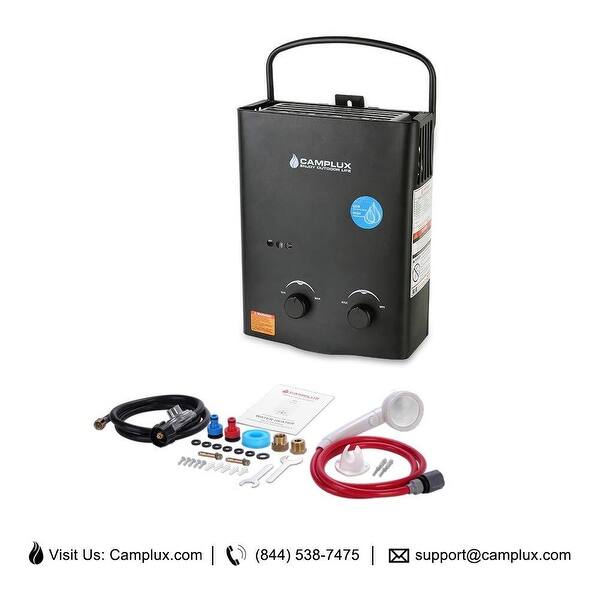 Camplux 5l 1 32 Gpm Outdoor Portable Propane Tankless Water Heater Black Csa Certified Overstock 31457495