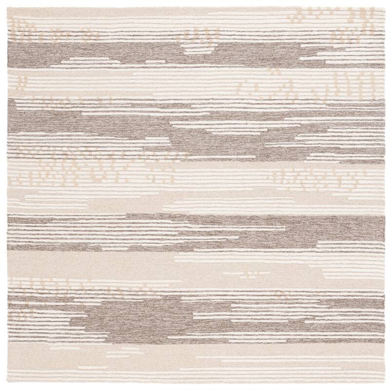 Martha Stewart by SAFAVIEH Radostina Rustic Stripe Wool Rug - 6' Square - Natural/Brown