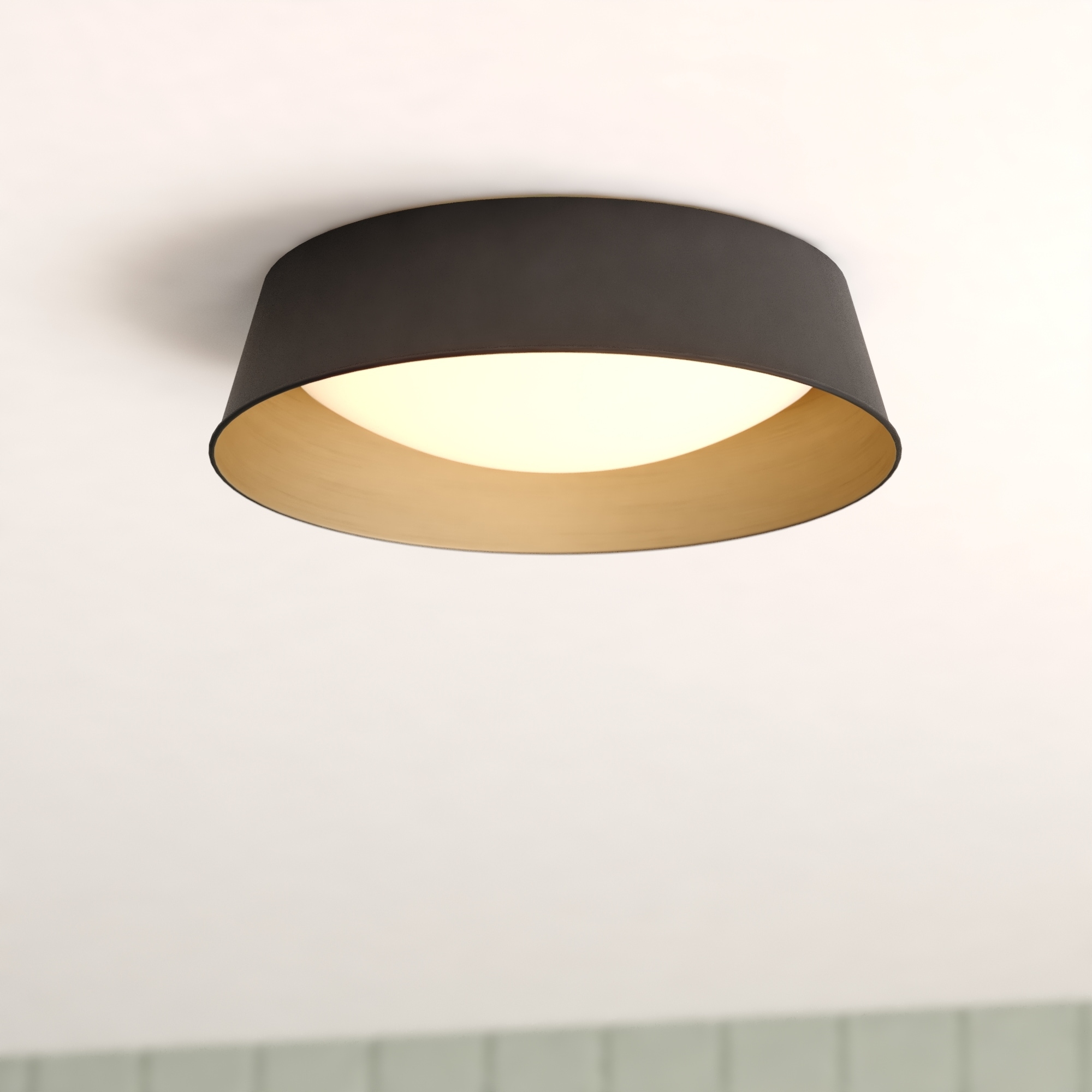 VAXCEL Beacon Hill 13-in W Integrated LED Matte Black and Satin Gold Contemporary Flush Mount Ceiling Light Fixture