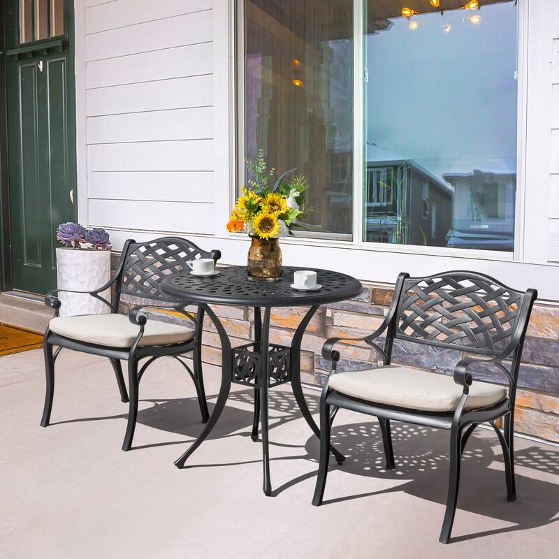 Outdoor 2-Person Cast Aluminum Bistro Set