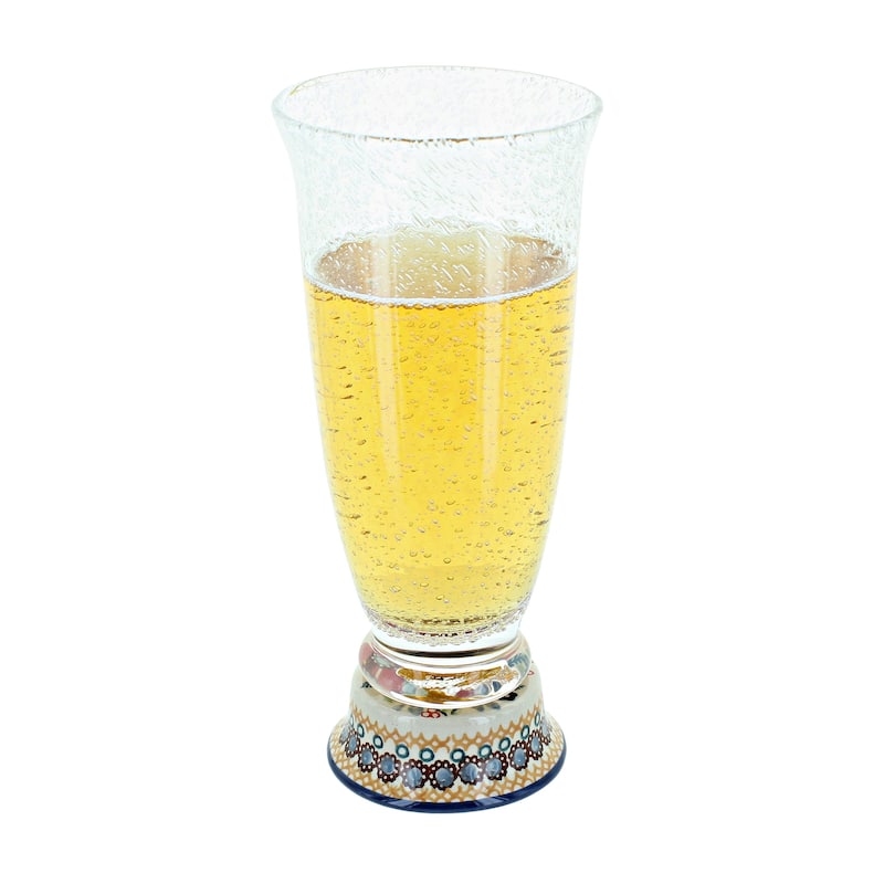 Blue Rose Polish Pottery P002 Manufaktura Beer Glass - Red Daisy