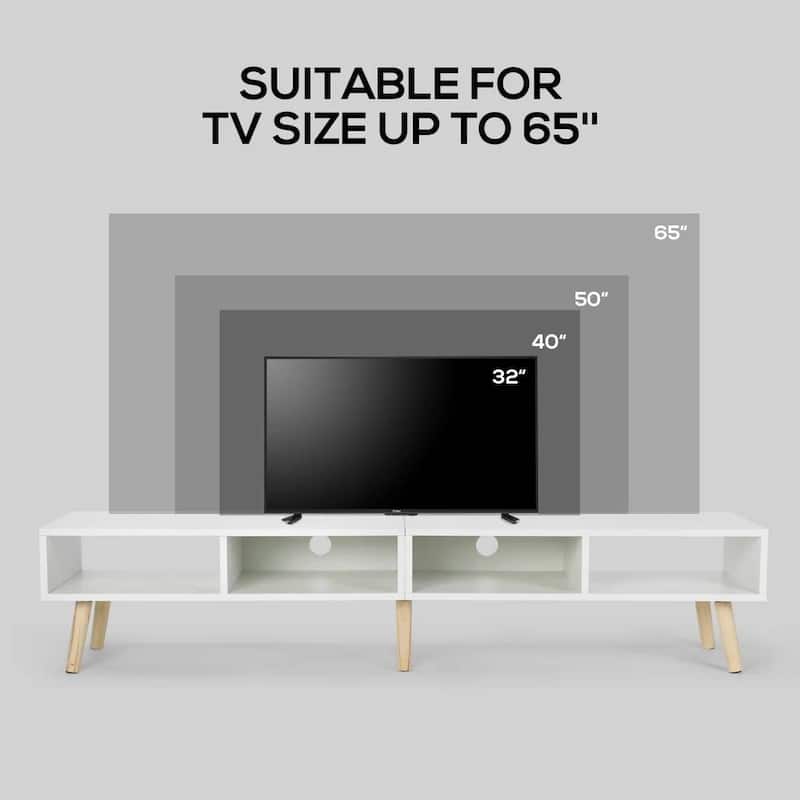 Mid Century Modern TV Stand for TVs up to 65 Inch Wood Media Console with Open Shelves and Cable Management