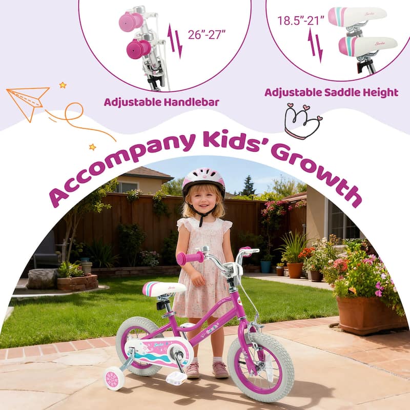 Costway 12”/14”/16”/18” Kids Bicycle with Dual Brake System Adjustable