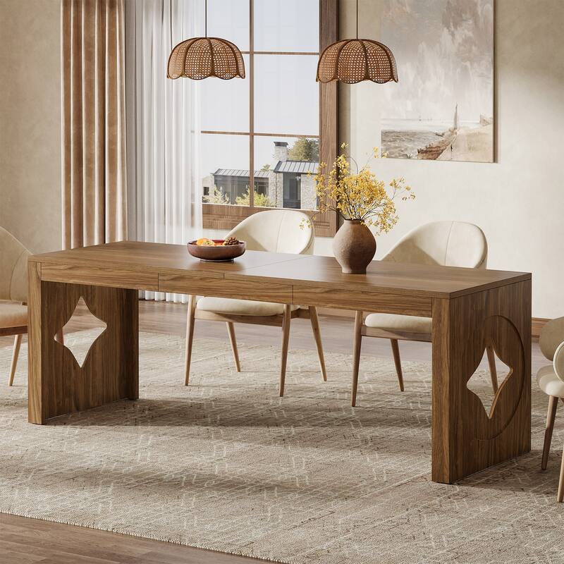 6.56 ft Conference Table, Modern Rectangular Meeting Seminar Table - walnut