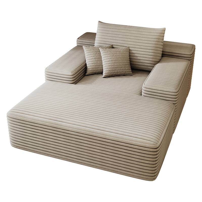68" * 51" Cloud Chaise Sofa Bed,Plush Faux Fur Upholstered Convertible