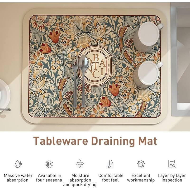 Absorbent Dish Drying Mat for Kitchen, Draining Pad Heat Resistant - 30x40cm