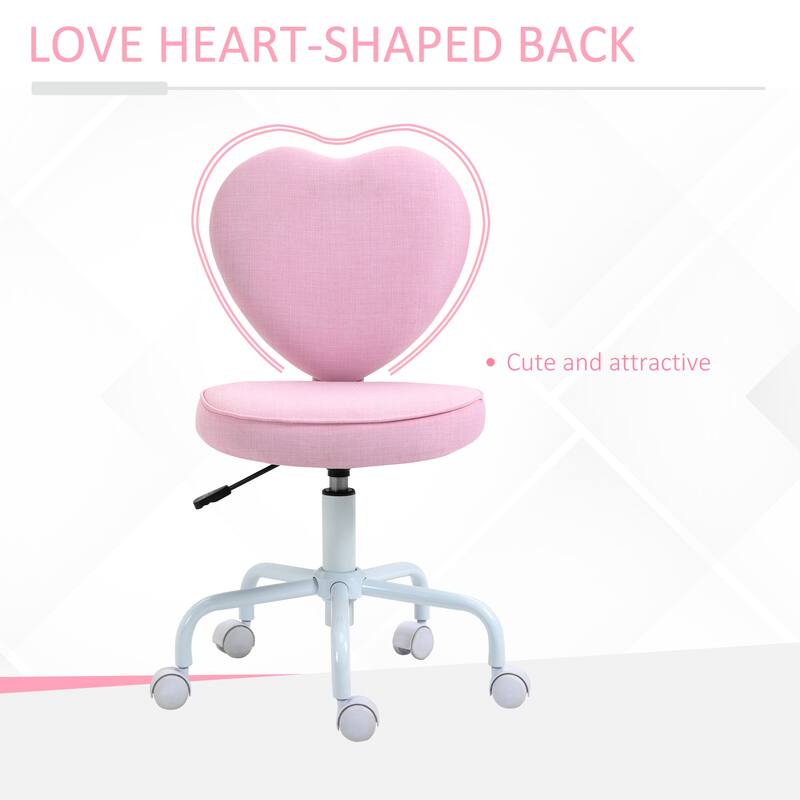 Heart Love Shaped Back Design Office Chair with Adjustable Height and 360 Swivel Castor Wheels