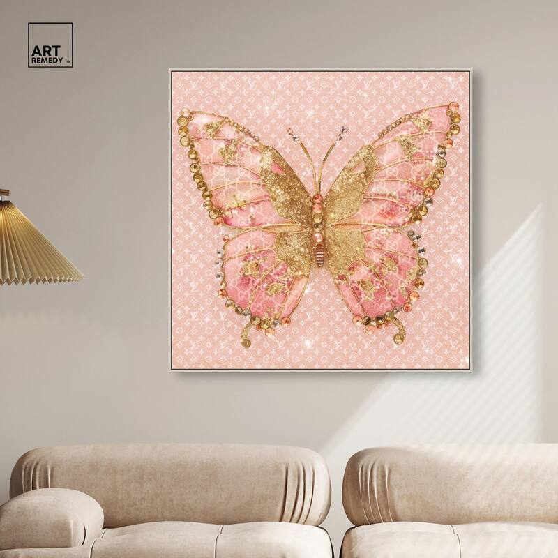 Glittering Elegant Butterfly Blush Canvas by Art Remedy