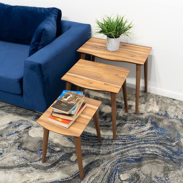 Hampton Rectangular Nesting Tables in Walnut (Set of 3) Bed Bath