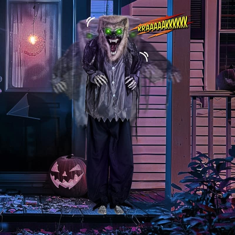 7ft Animatronic Werewolf Sound Activated Halloween Decor
