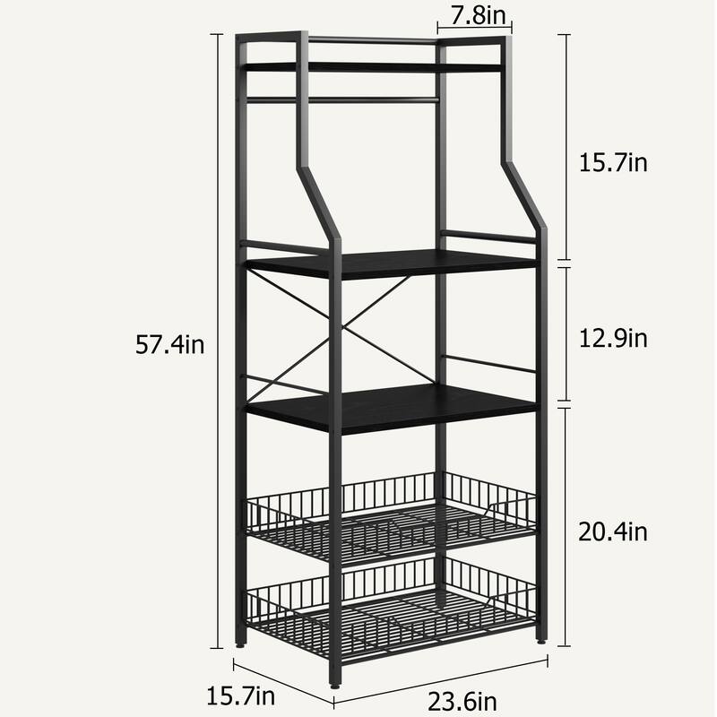 Kitchen Bakers Rack, Microwave Oven Stand with 2 Large Wire Basket