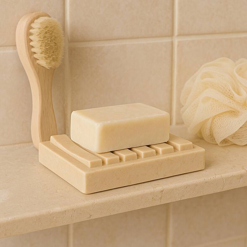 Creative Home Spa Collection Champagne Marble Soap Dish, Soap Tray, Soap Holder - Beige