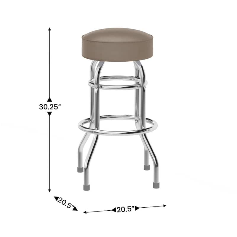 Double Ring Chrome Barstool - 20.5"D x 20.5"W x 30.25"H