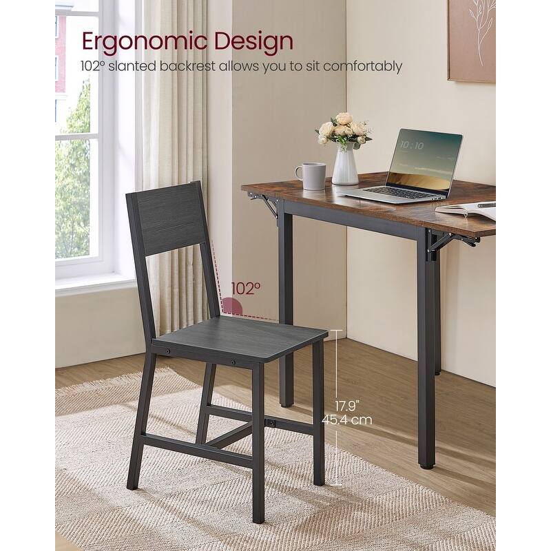 Wood Dining Chair, Rustic Wooden Chairs with Metal Steel Frame