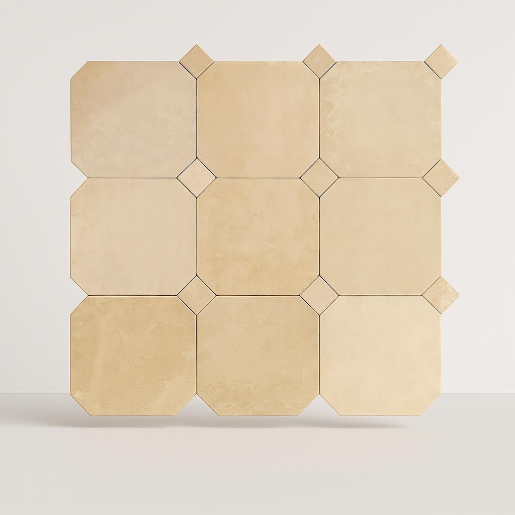Contemporary Zellige Panels,12''x12''x0.5'',Terracotta with Terracotta Accents