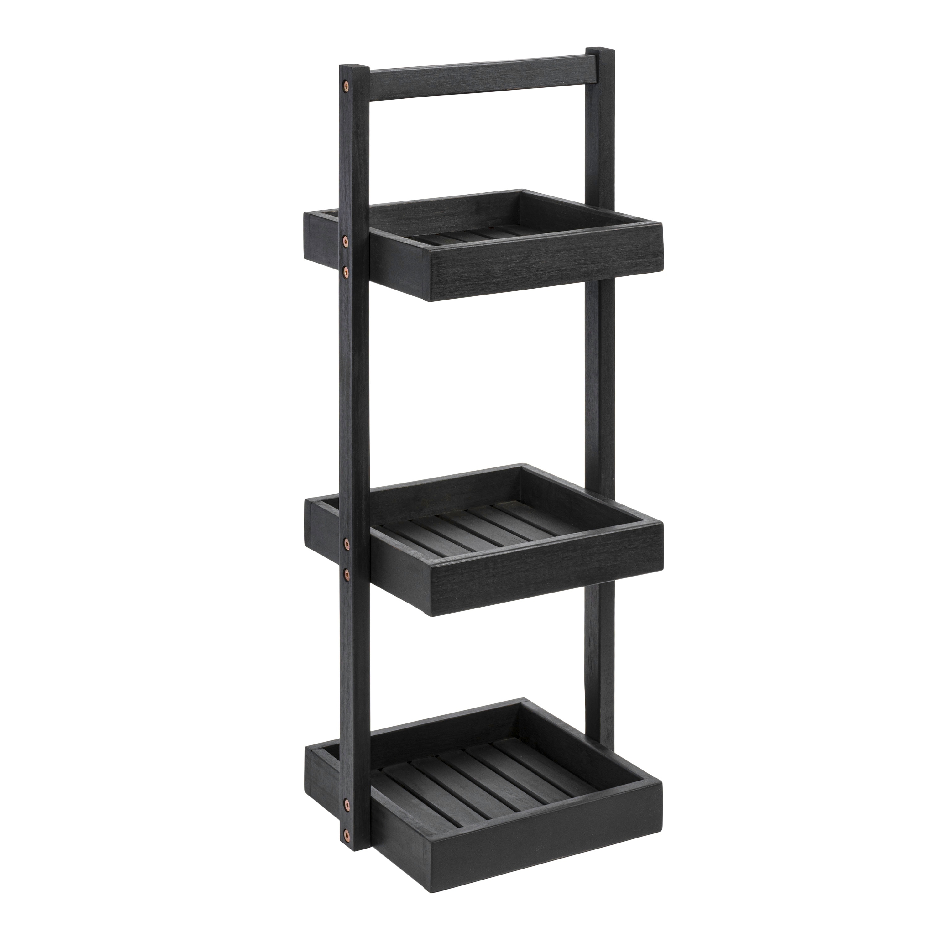 happimess 30"Rustic 3-Tier Acacia Wood Freestanding Bathroom Shower Caddy