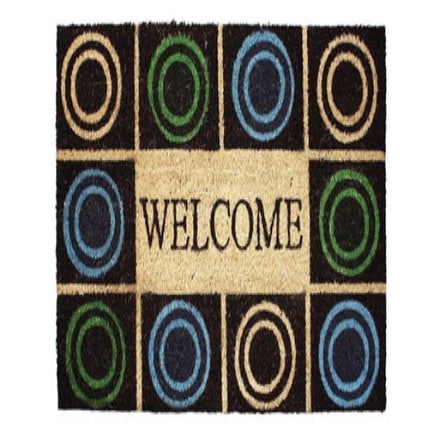 J & M Home Fashions 10327 Vinyl Back Coir Circles Floor Mat, 18" X 30"