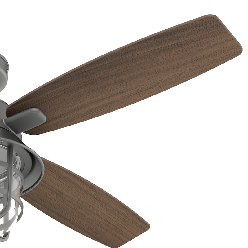 Hunter 52" Port Royale Outdoor Ceiling Fan with LED Light Kit and Handheld Remote, Damp Rated