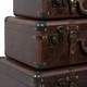 preview thumbnail 16 of 18, Brown Faux Leather Nesting Upholstered Decorative Trunk with Vintage Accents and Studs (Set of 3)