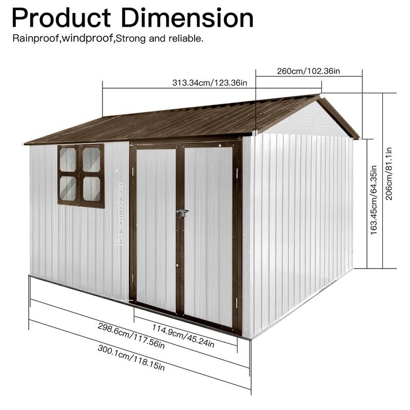 10'x8' Outdoor Metal Storage Shed