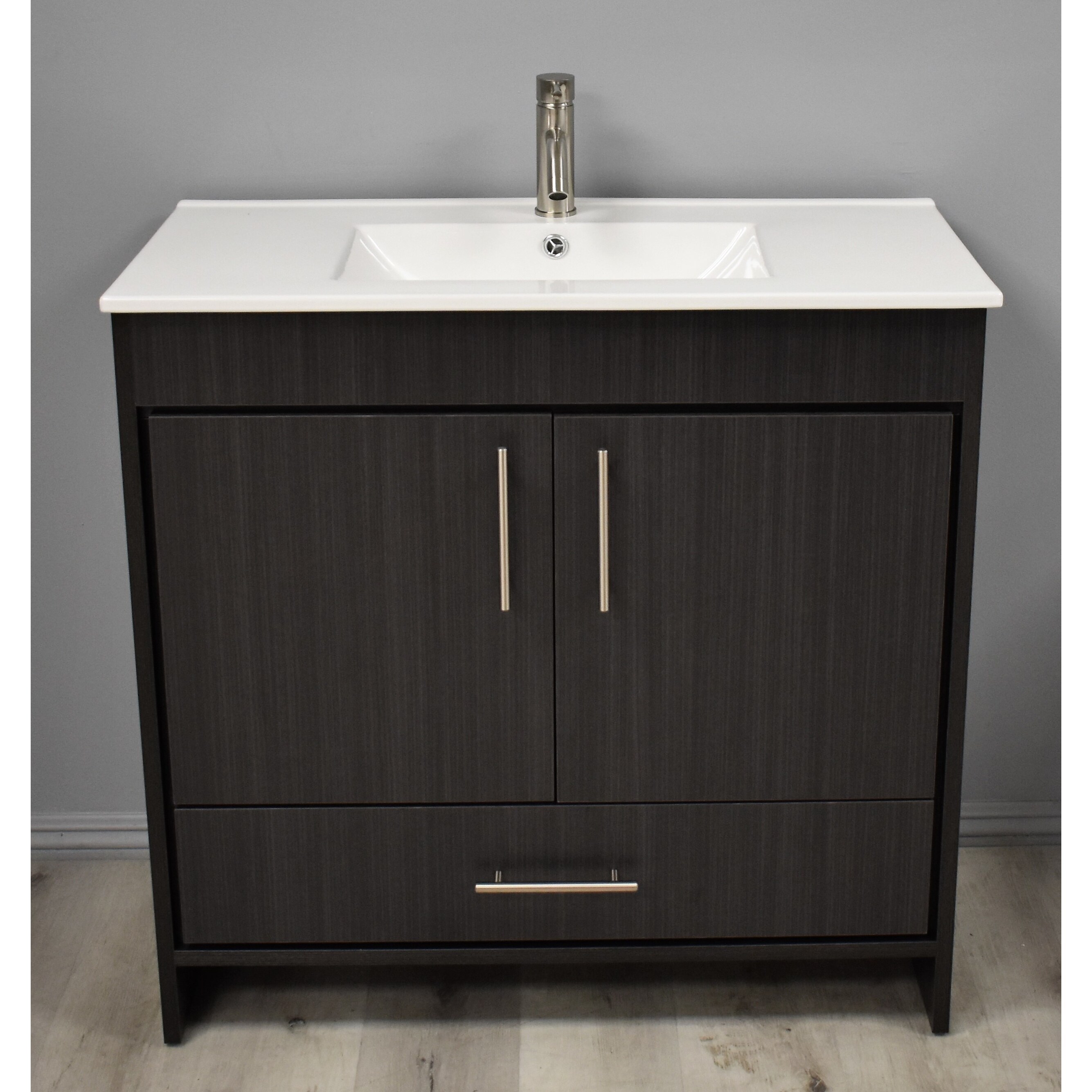 Shop Volpa Usa Pacific 36 Inch Freestanding Bathroom Vanity In Black Ash Set Overstock 32169512