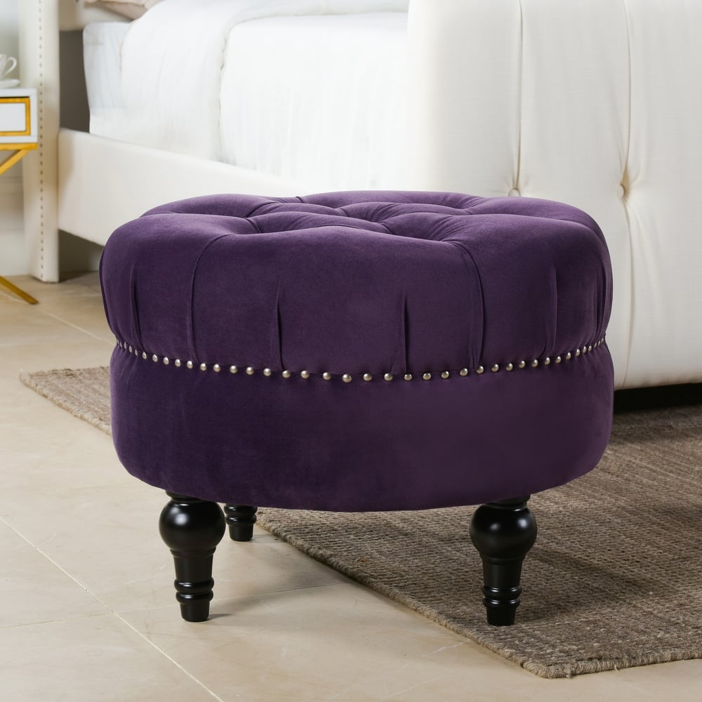 Dawn Tufted Round Ottoman by Jennifer Taylor Home
