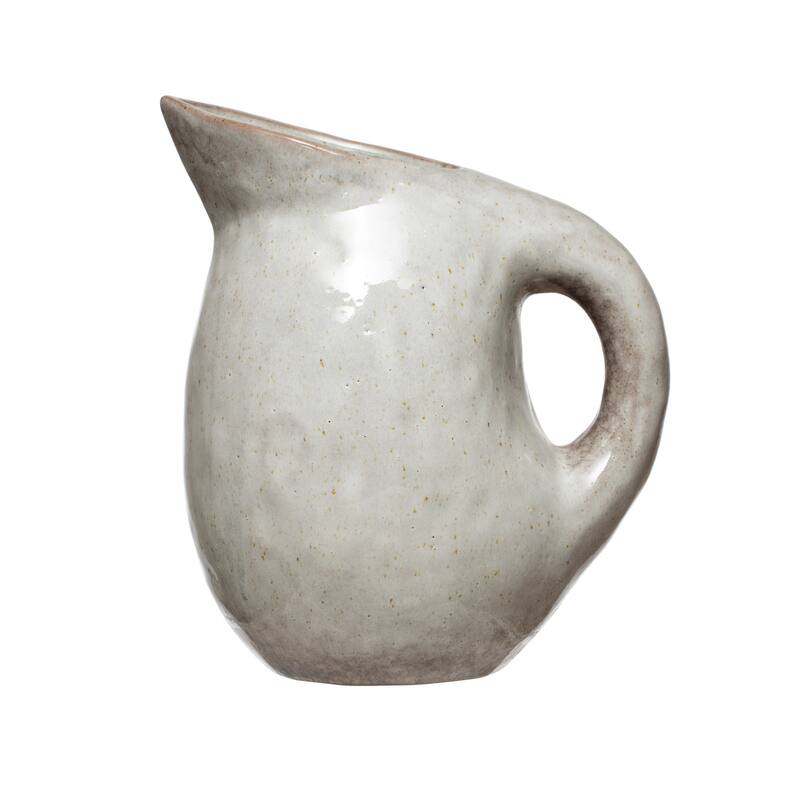 Neutral Reactive Glaze Stoneware Pitcher - Off-White