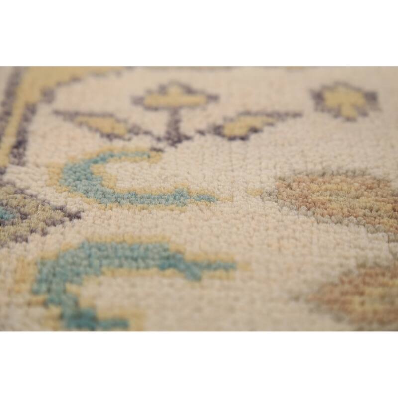 Oushak Oriental Runner Rug Hand-Knotted Floral Wool Carpet - 2'8" x 10'2"