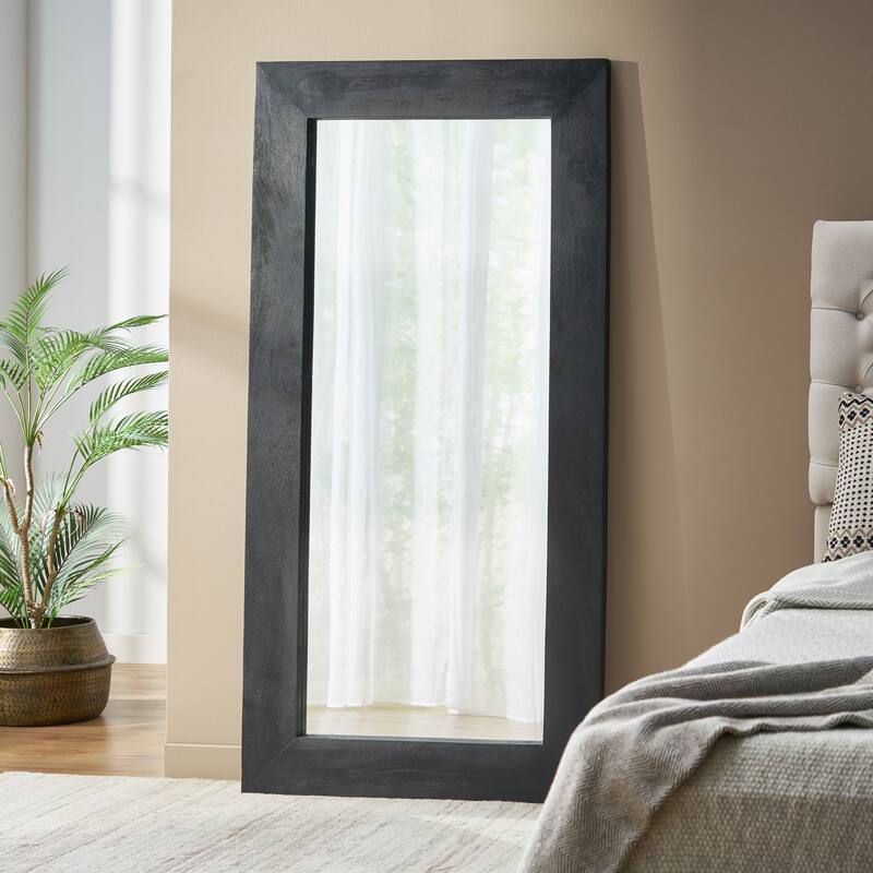 Roomfitters Large Full Length Floor Mirror, Rustic Farmhouse Standing Leaner Wood Frame for Living Spaces, Black+Brown - Black+Brown