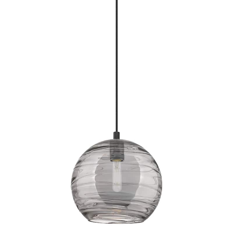 Innovations Lighting 434-1P-10-10 Crown Point Pendant Crown Point 10" - Matte Black / Light Smoke Deco Swirl