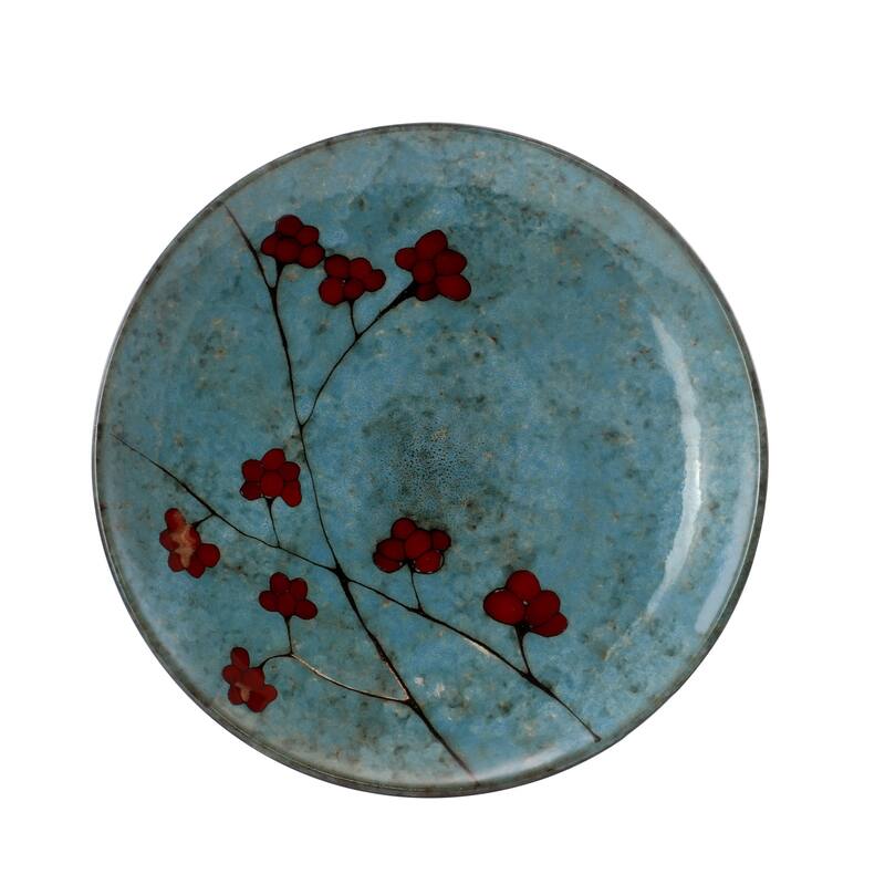Spring Bloom Light Blue Stoneware Dinnerware Set 16 Pieces