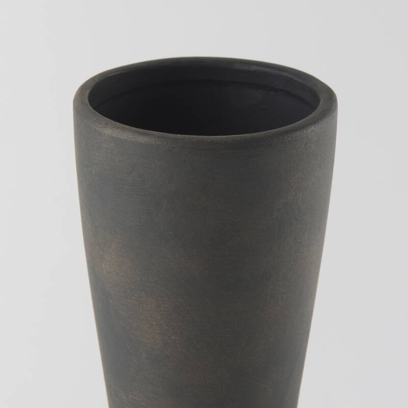 Kaz Earthy Brown Ceramic Vase (17") - 8.3L x 3.9W x 16.7H