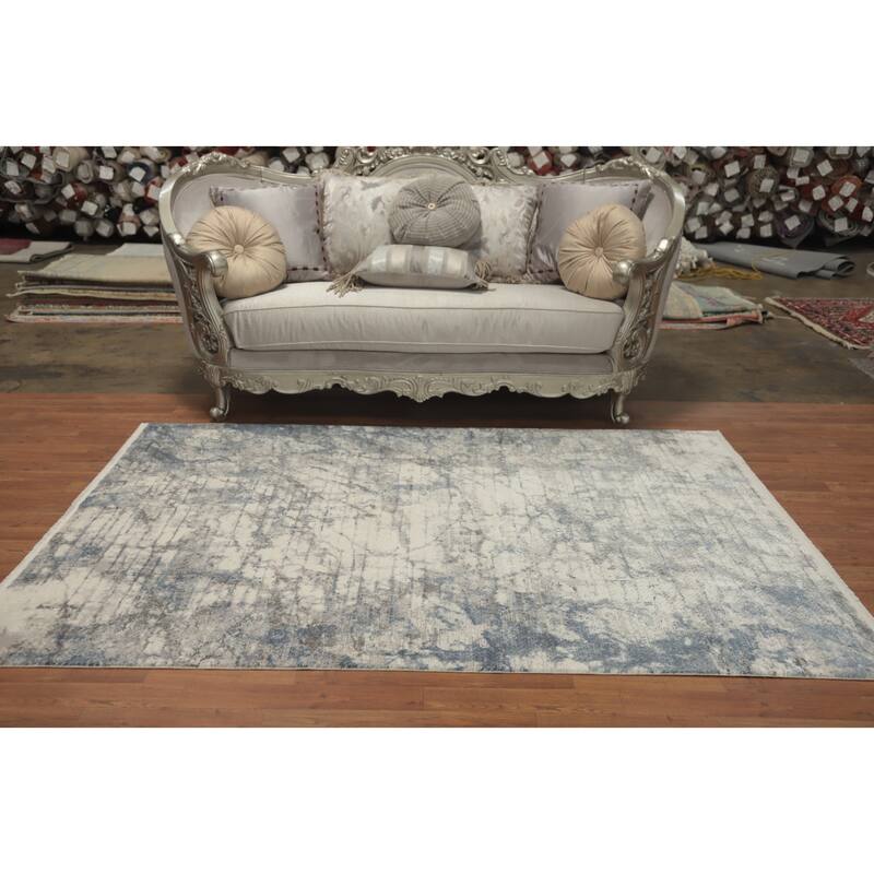 Machine Made Oriental Polyester Carpet Modern Abstract Beige & Ivories Abstract Area Rug - 7' 5'' X 5' 2''