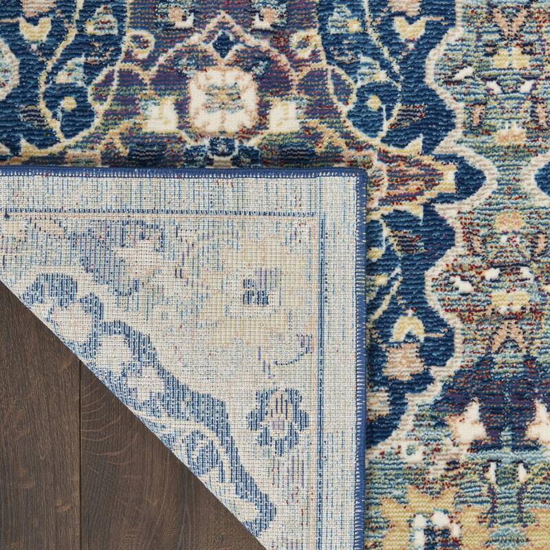Power Loomed Distressed Floral Traditional Non Skid Area Rug - 118' X '94' X '0.5