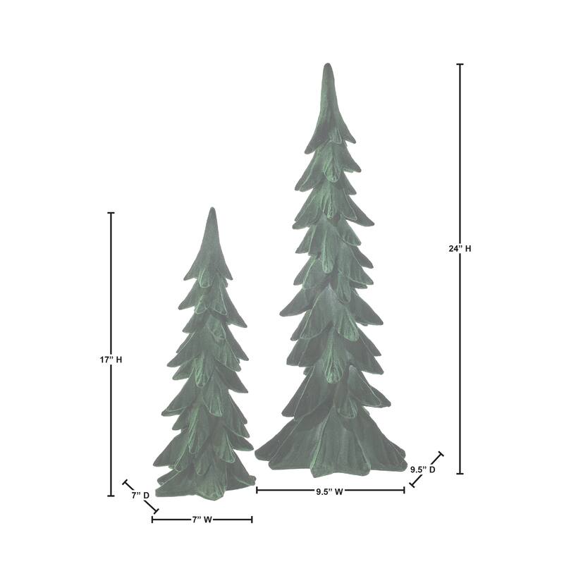 17.5-23" Resin Flocked Tree Set of 2
