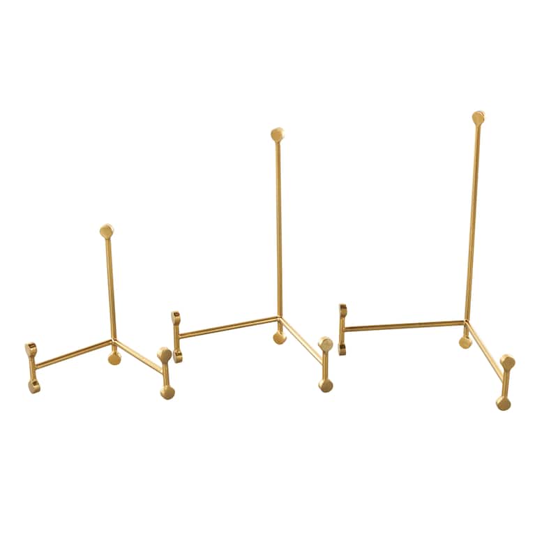 Metal Fixed Easel with Ball Accents - Set of 3 Gold - Roche River Decor - 7"W x 10"L x 12"H