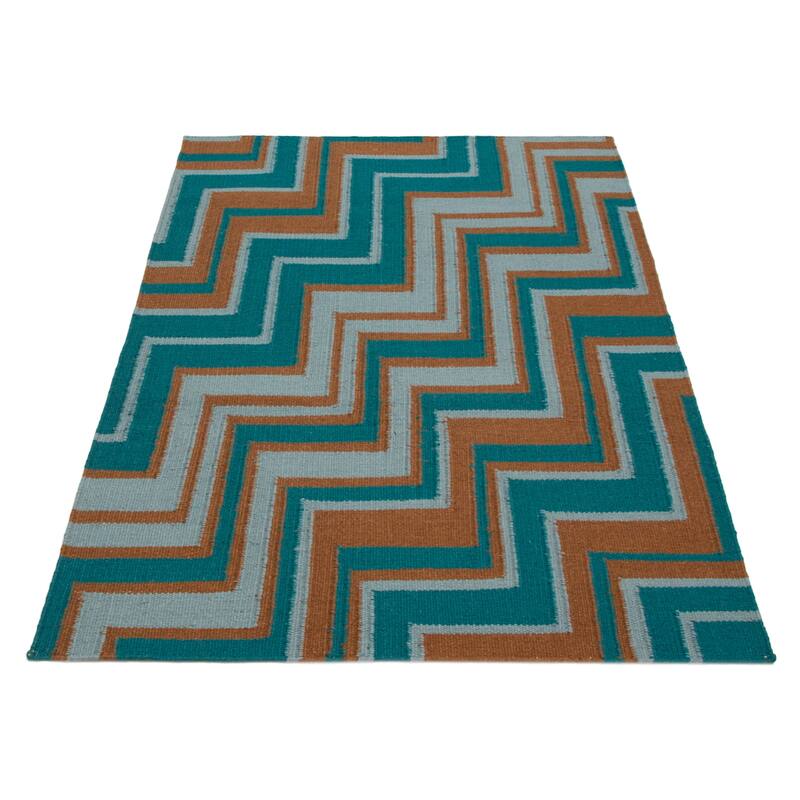 Ankara FW Teal Kilim 5'3" x 7'9" - 5'3 x 7'9