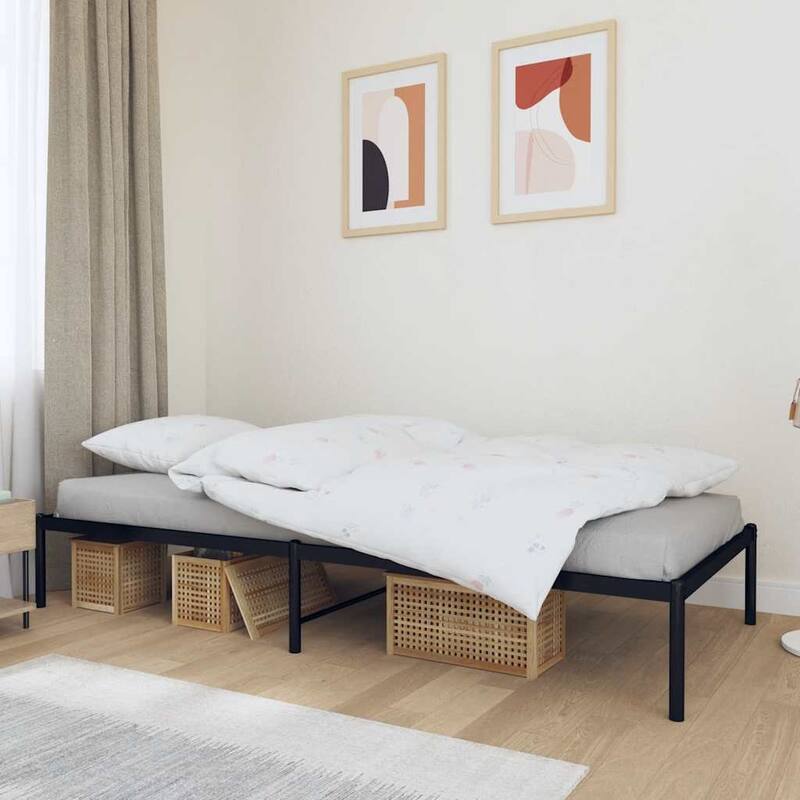 vidaXL Metal Bed Frame, No Mattress - Black 77.2" x 41.1" x 12.2" - Twin