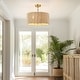 preview thumbnail 3 of 9, Jillian 4-Light Rattan Drum Chandelier Light with Brass Canopy - 18'' W