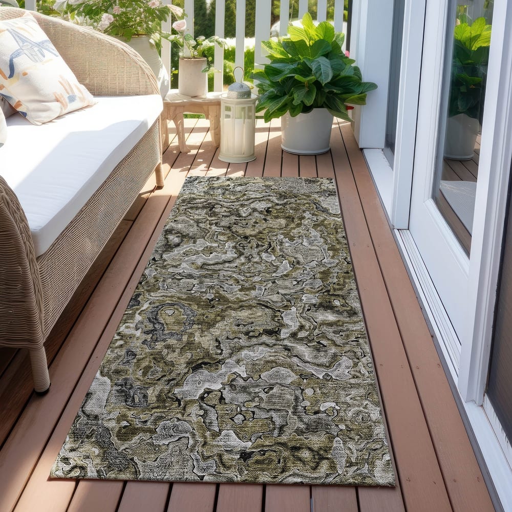 Machine Washable Indoor/ Outdoor Chantille Abstract Modern Rug