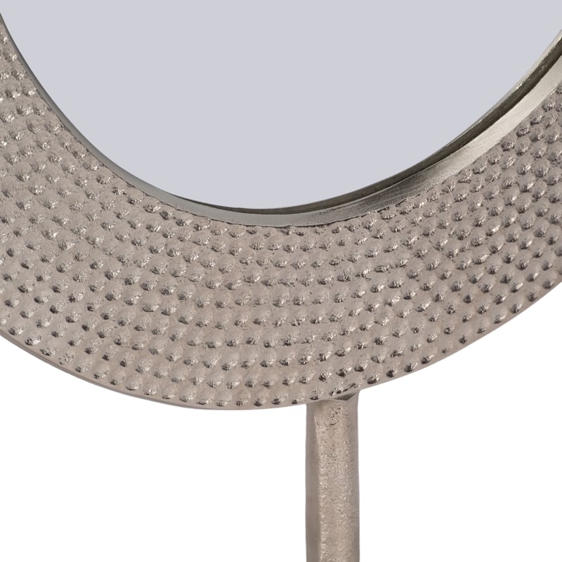 Sagebrook Home Metallic Metal Round Hammered Mirror On Stand Decor