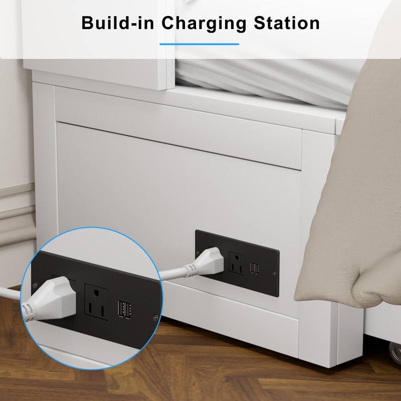 Mixoy Murphy Bed with Foldable Mattress,Modern Cube Cabinet Bed with Storage Drawer & USB Charging Station