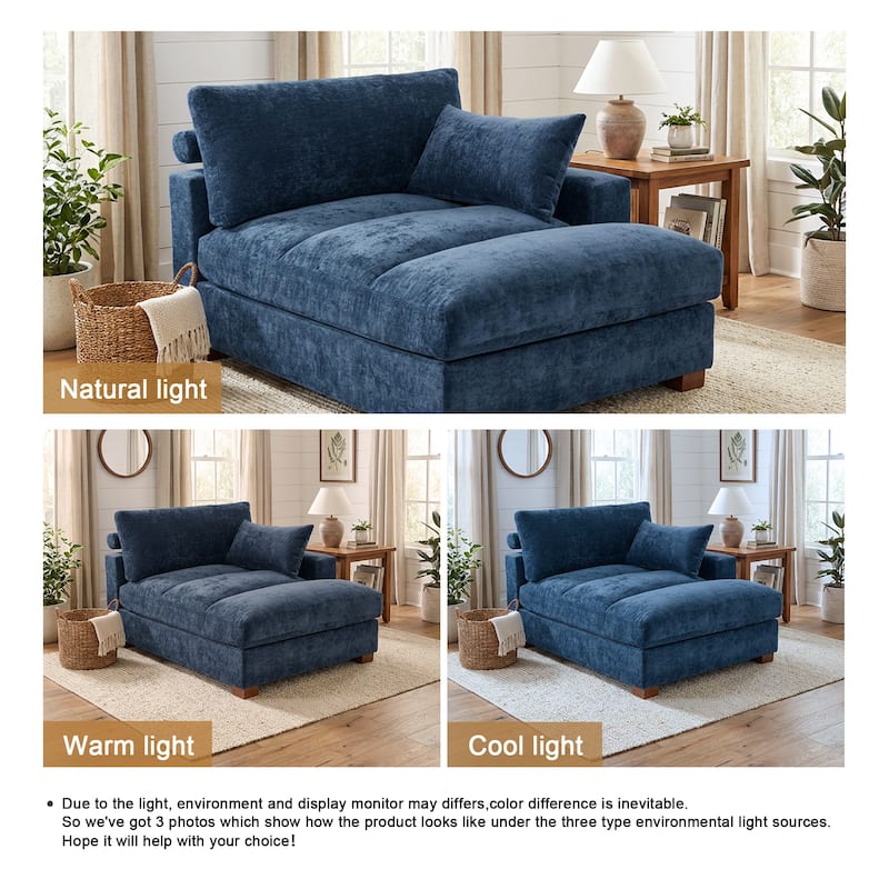 42"W Chenille Upholstered Chaise Lounge