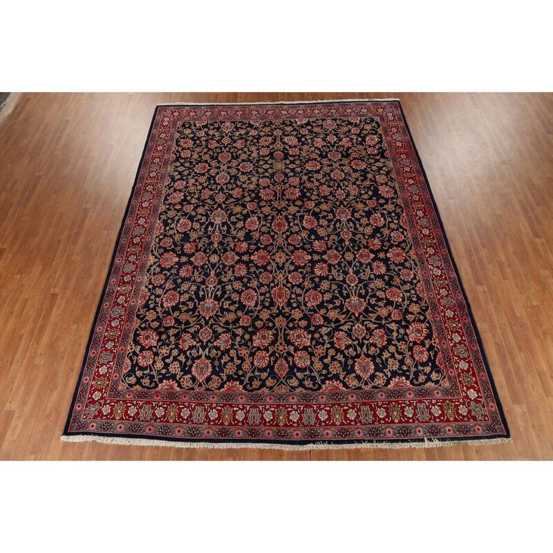 Vegetable Dye Blue Mood Persian Vintage Area Rug Handmade Wool Carpet - 9'10"x 12'10"