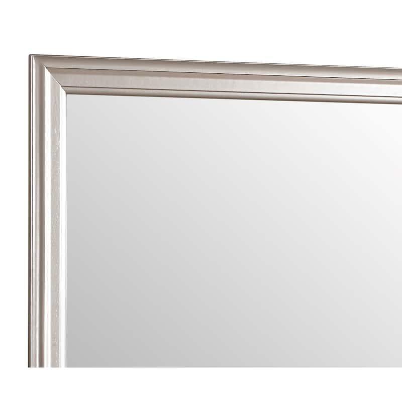 Wooden Framed Square Dresser Wall Mirror - 38" - Silver Champagne