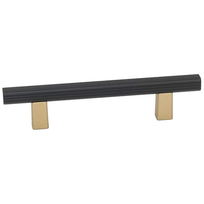 Alno A2905-35 Quadrato 3-1/2" Center to Center Modern Grooved Square - Champagne / Matte Black